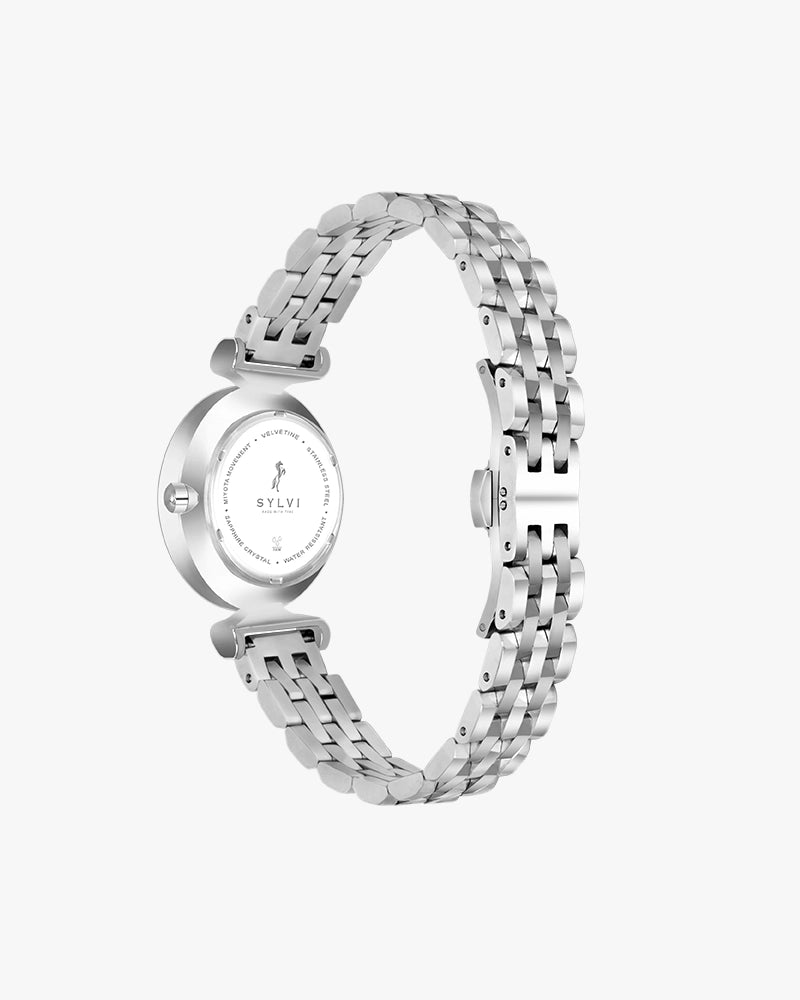 Sylvi Velvetine White-Silver-Silver Stainless Steel Strap Watch for Women