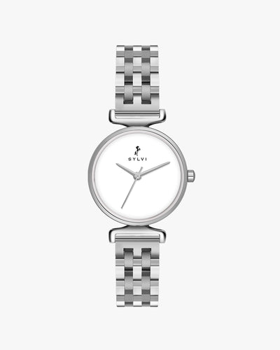 Sylvi Velvetine White-Silver-Silver Stainless Steel Strap Watch for Women