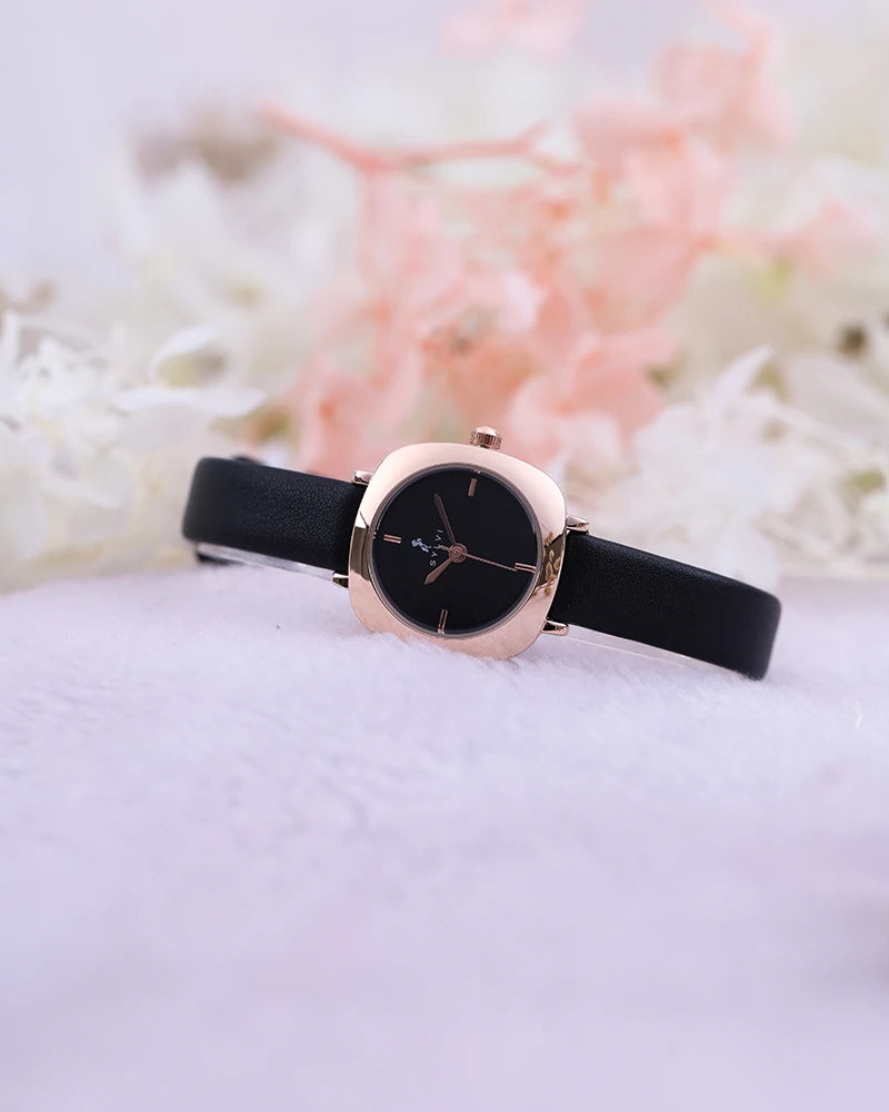 Sylvi Bella Black-Rosegold-Black Analog Watch For Women