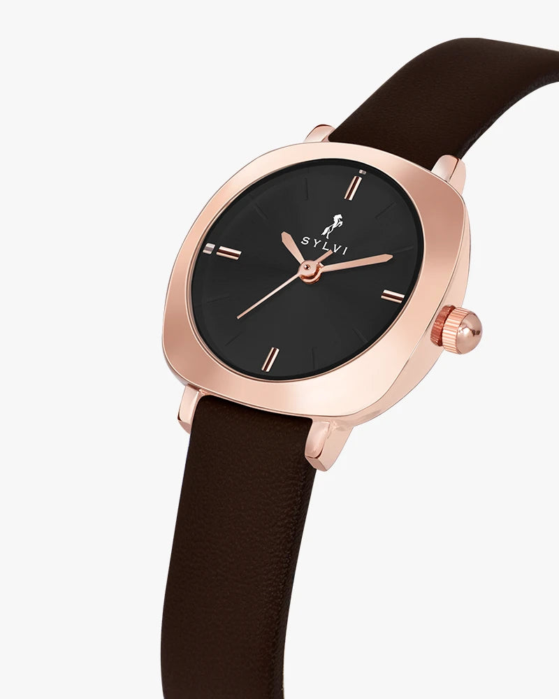 Sylvi Bella Black-Rosegold-Coffee Analog Watch For Women