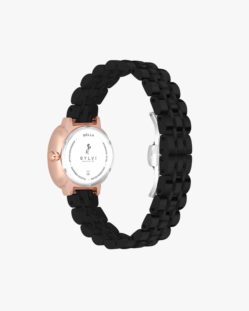 Sylvi Bella Black-Rosegold-Black Analog Watch For Women