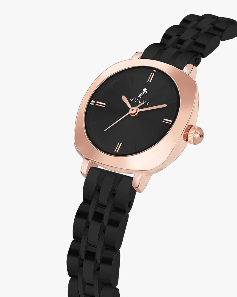 Sylvi Bella Black-Rosegold-Black Analog Watch For Women