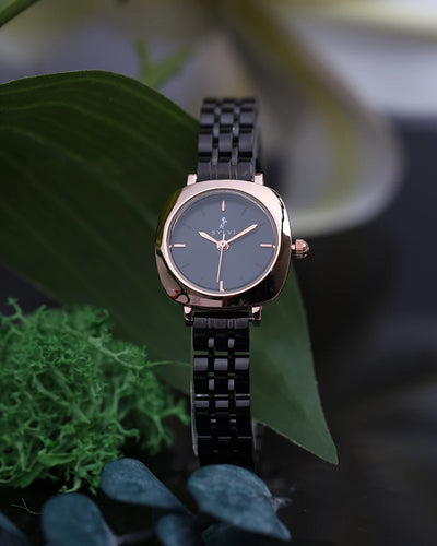 Sylvi Bella Black-Rosegold-Black Analog Watch For Women