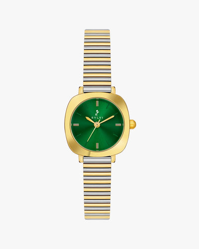 Sylvi Bella Green-Gold-SilGold Analog Watch For Women