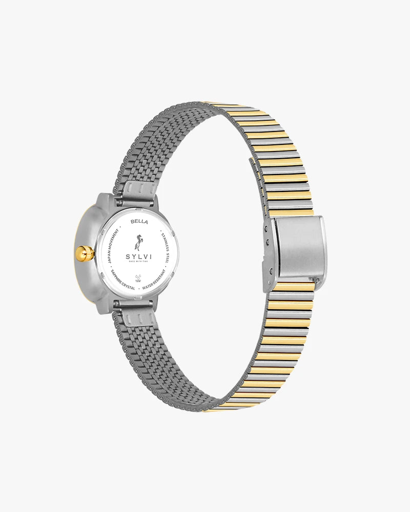 Sylvi Bella White-SilGold-SilGold Analog Watch For Women