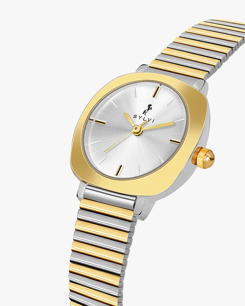 Sylvi Bella White-SilGold-SilGold Analog Watch For Women