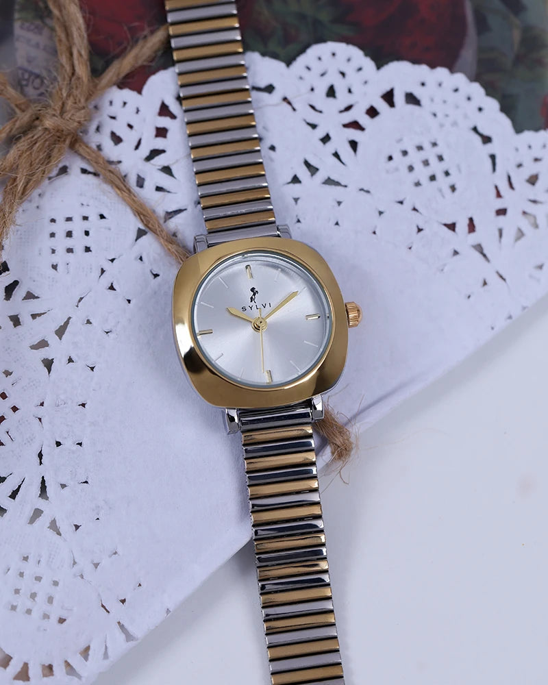 Sylvi Bella White-SilGold-SilGold Analog Watch For Women