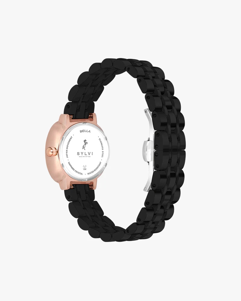 Sylvi Bella White-Rosegold-Black Analog Watch For Women