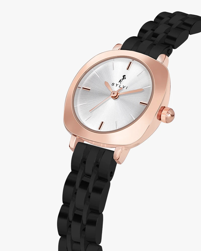 Sylvi Bella White-Rosegold-Black Analog Watch For Women