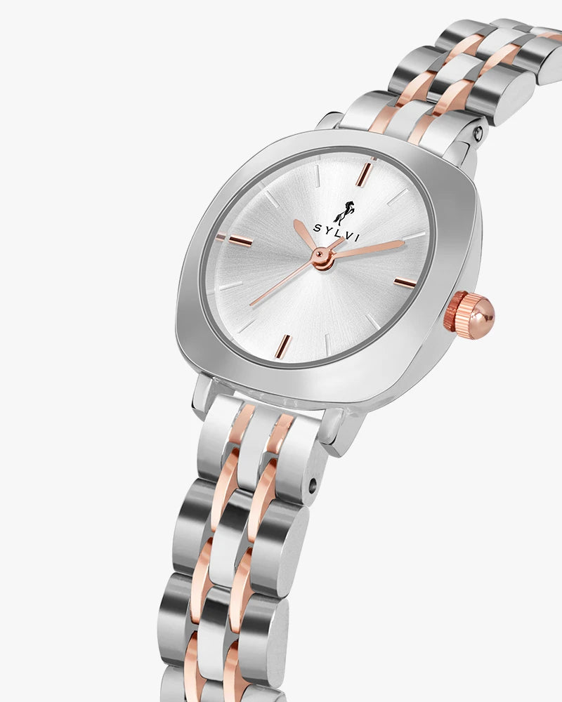 Sylvi Bella White-Silver-SilRose Analog Watch For Women