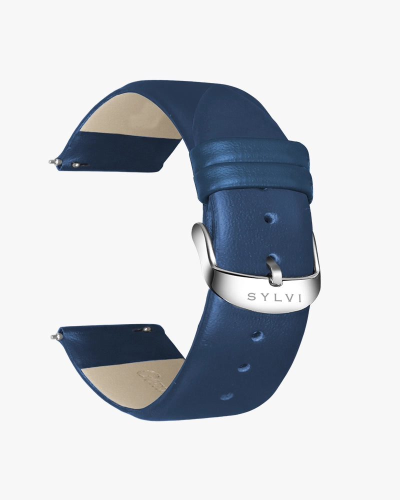 Blue leather watch strap 20mm discount