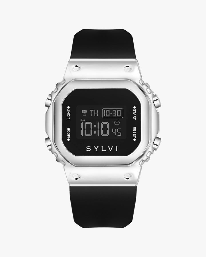 Sylvi Bolt black silver watch for men premium wristwatch
