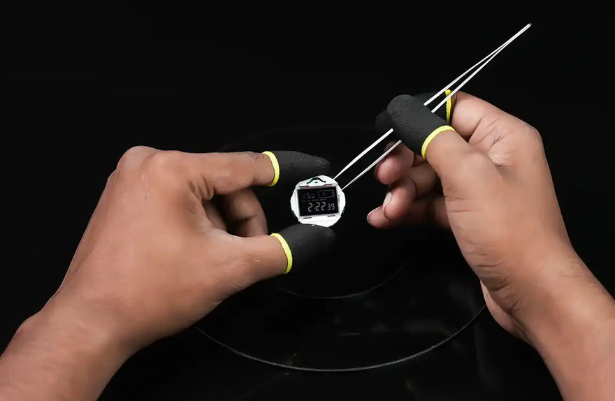Sylvi Bolt watch internal setup during manufacturing process