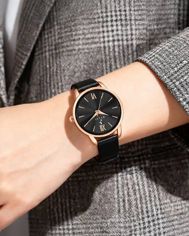 Dazzle Black Rose Leather