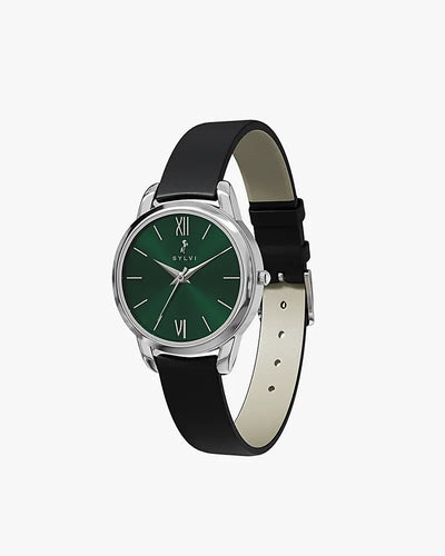Dazzle Emerald Green Black Leather