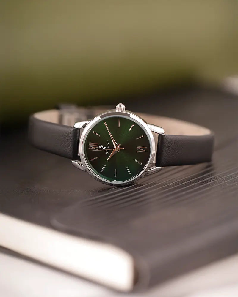 Dazzle Emerald Green Black Leather