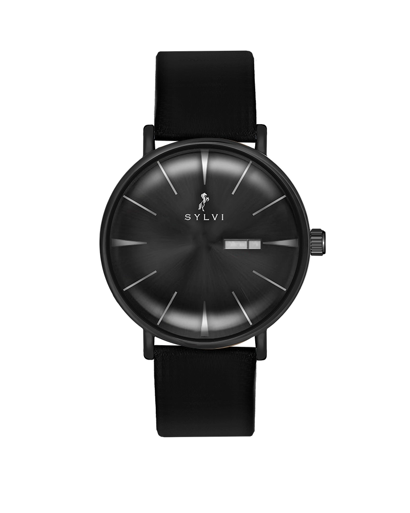 Sylvi Dominator Chronograph Black Dial Leather Strap Men Frt watches India
