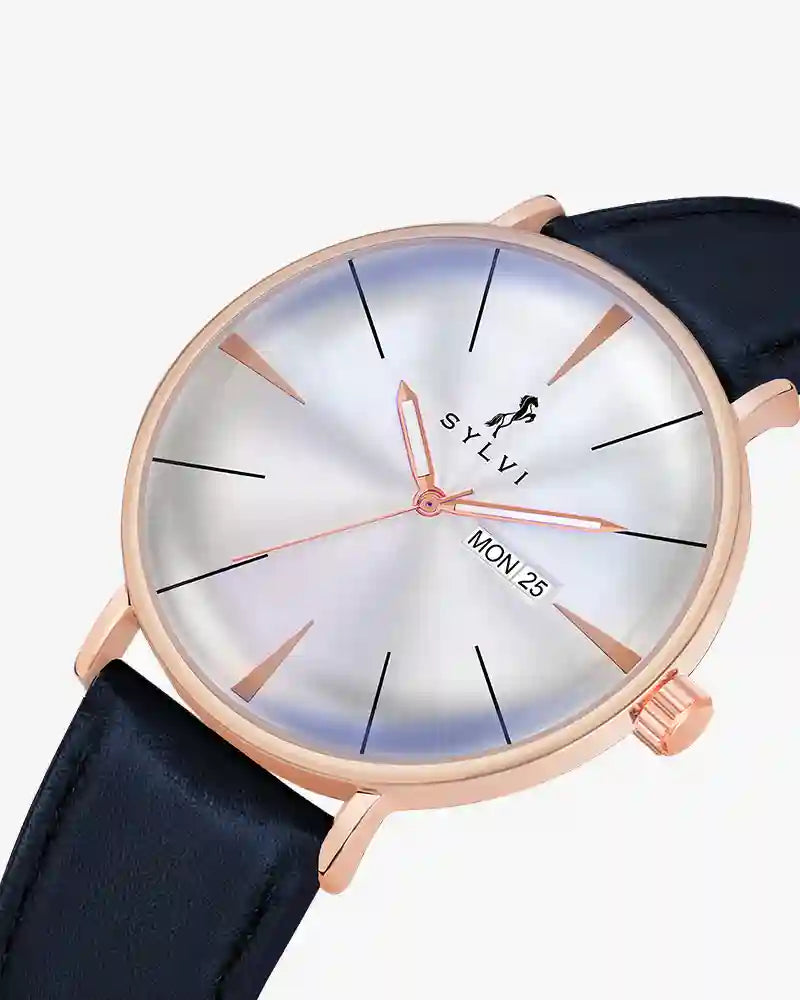 Elegadoom White Rosegold Blue Leather