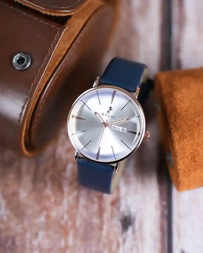 Elegadoom White Rosegold Blue Leather