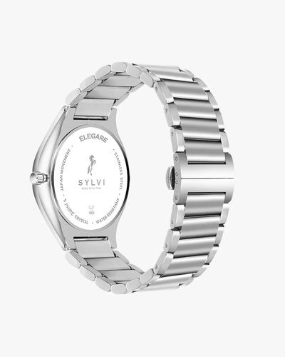 Sylvi Elegare Black Silver Steel Watch For Men