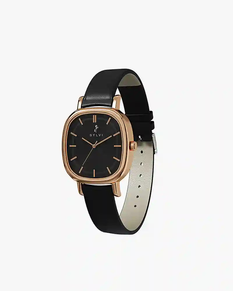 Ellore Black Rose Leather