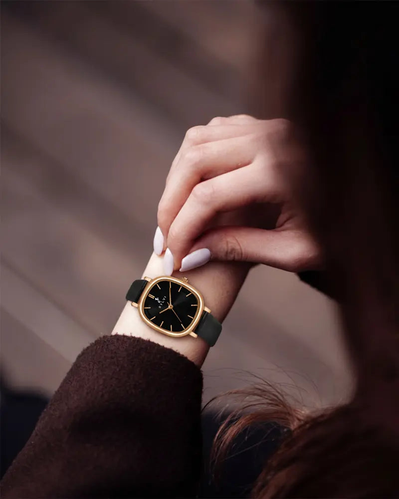 Ellore Black Rose Leather