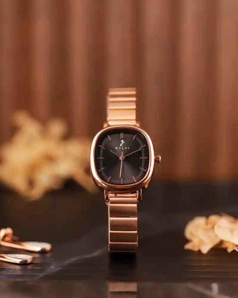 Ellore Black Rosegold Link