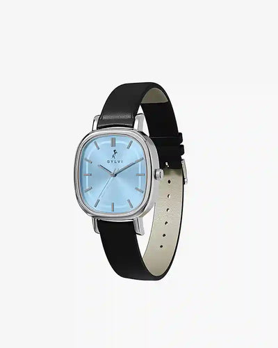 Ellore Ice Blue Black Leather