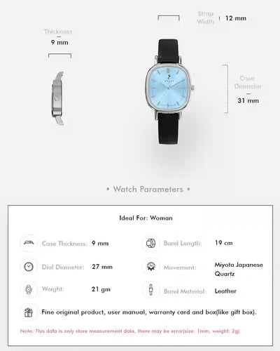 Ellore Ice Blue Black Leather