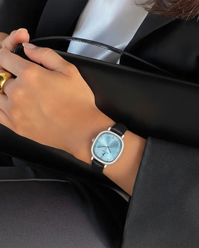 Ellore Ice Blue Black Leather