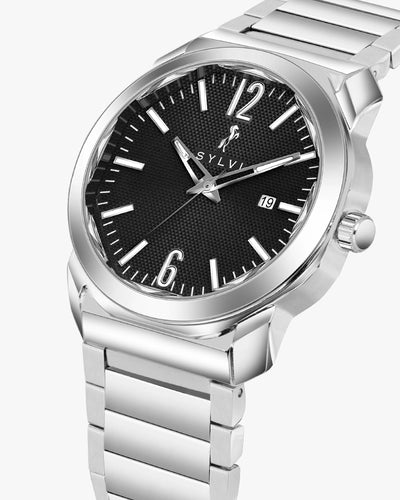 Sylvi Elysian Black Silver Analog Watch For Men