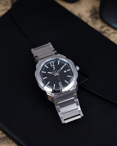Sylvi Elysian Black Silver Analog Watch For Men