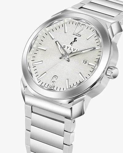 Sylvi Elysian White Silver Analog Watch For Men