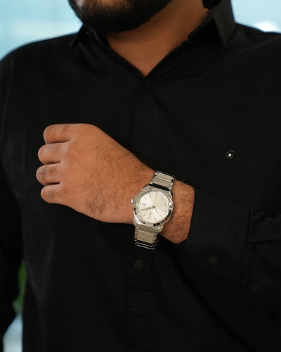Sylvi Elysian White Silver Analog Watch For Men