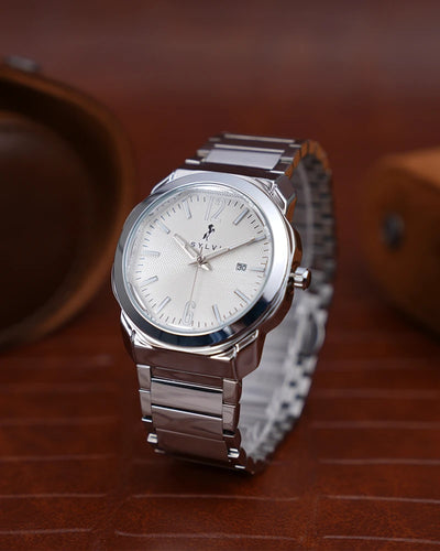 Sylvi Elysian White Silver Analog Watch For Men