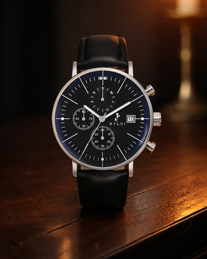 02yvm　黒　38サイズ Gazedoom SilverAce Chronograph Watch for a Man | Sylvi