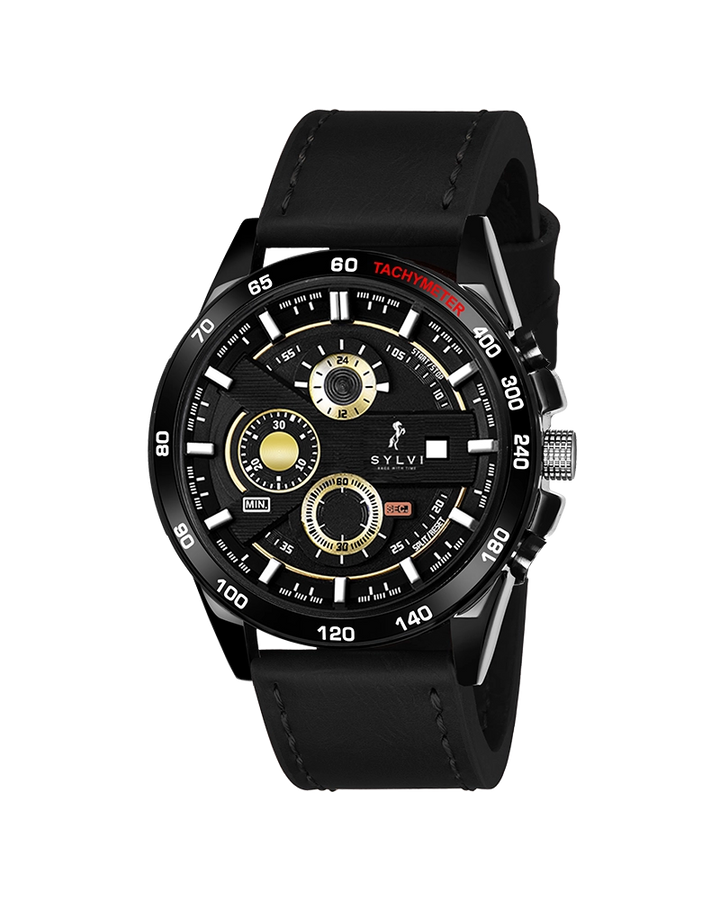 Timegrapher Gold Black Leather
