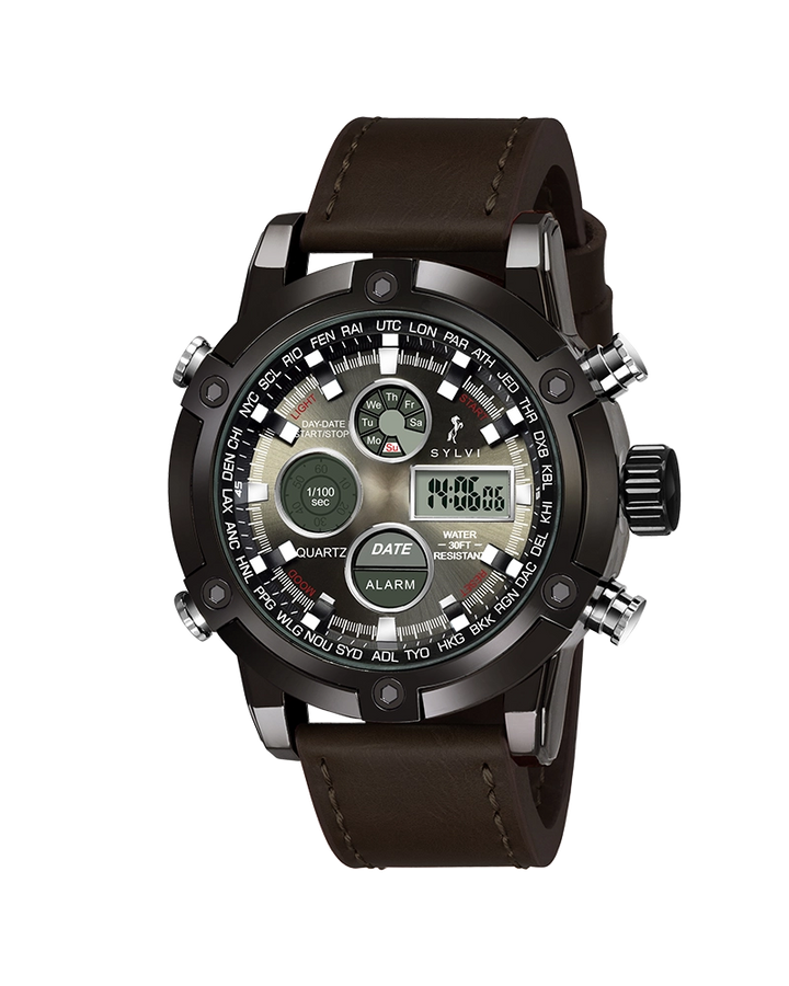 Sylvi Iconic Coffee Leather Watch Main Image Front Angle
