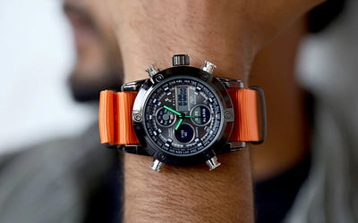 Sylvi Iconic Orange Flexible Nato Strap Watch Model Image