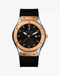 Sylvi Majestic black rose gold silver analog watch India