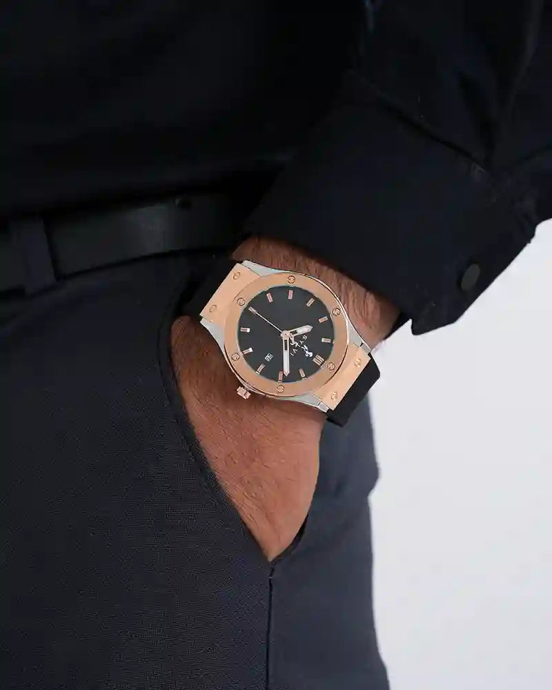 Majestic Black Rosegold Silver Silicone