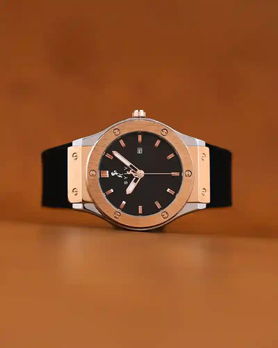 Majestic Black Rosegold Silver Silicone