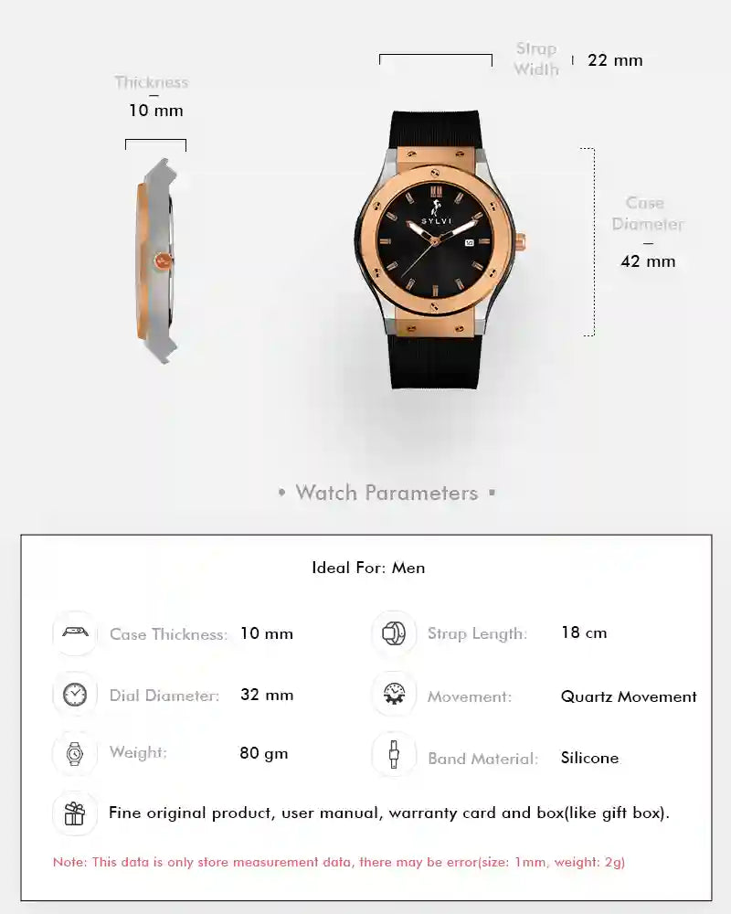 Majestic Black Rosegold Silver Silicone
