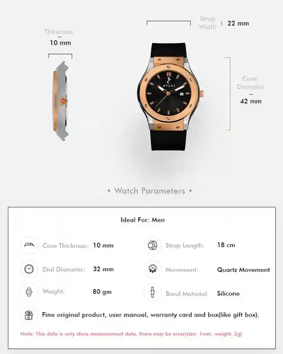 Majestic Black Rosegold Silver Silicone