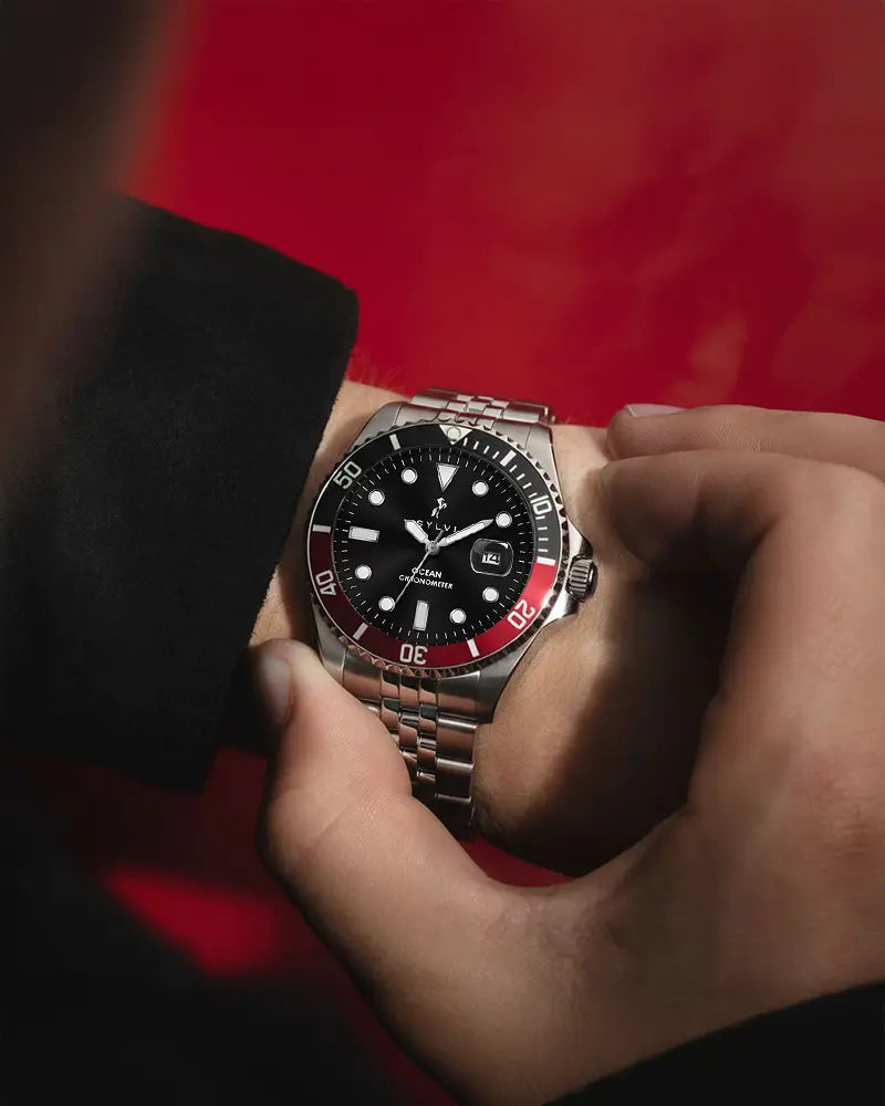 Ocean-Y Black Red Silver Steel