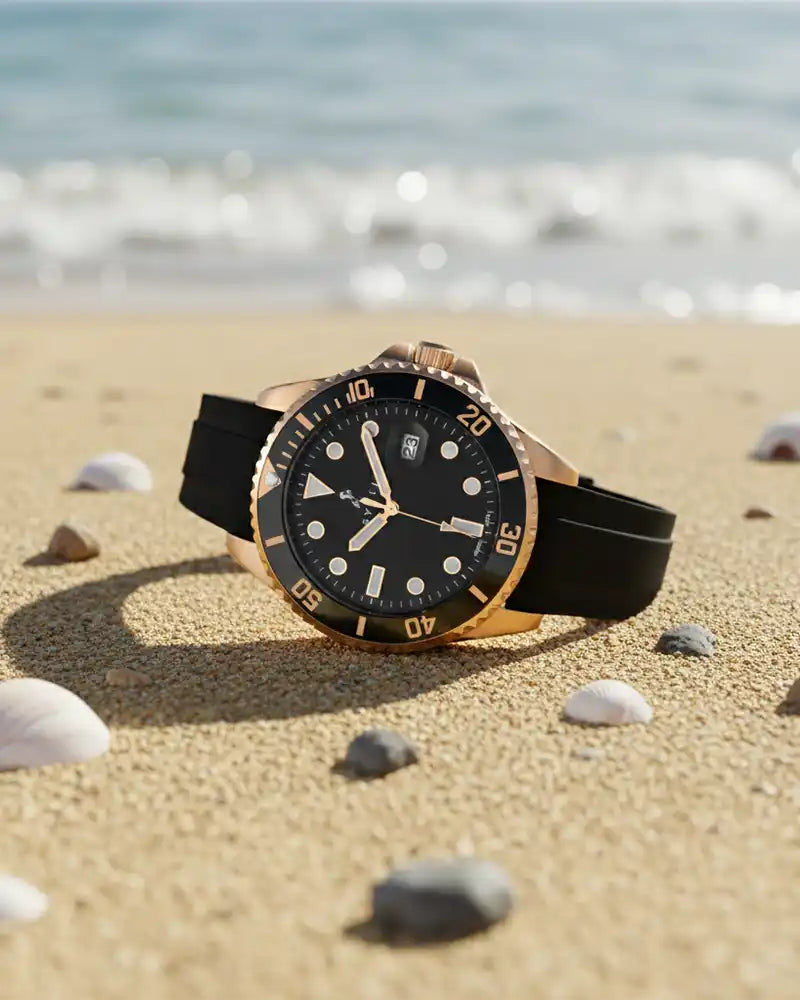 Ocean-X Black Rosegold Silicone
