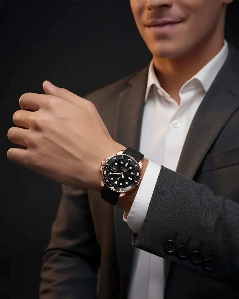 Ocean-X Black Rosegold Silicone