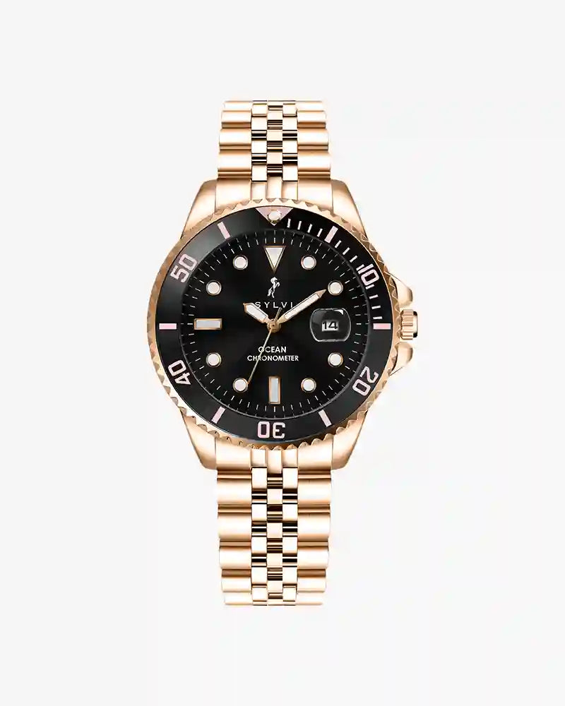 Ocean-X Black Rosegold Steel