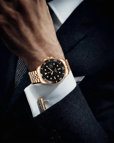 Ocean-X Black Rosegold Steel