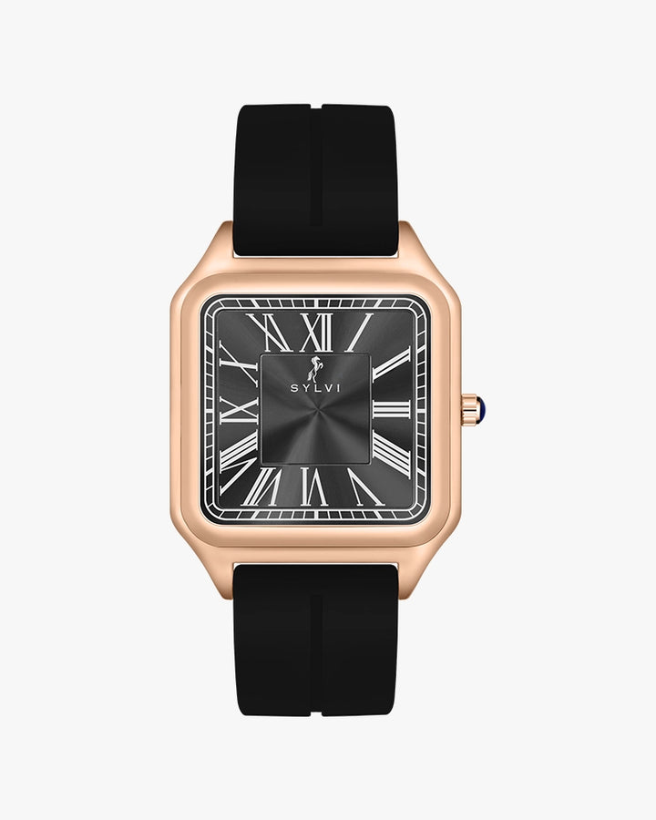 Opus Black Rosegold Silicone Watch for Men
